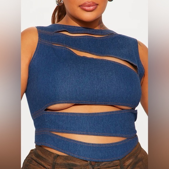 Blue Cutout Top | ‘Better Than Your Next Denim Top ‘ - Picture 2 of 3